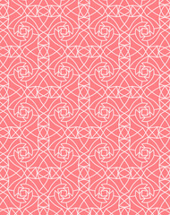 Fototapeta premium Abstract geometric linear monochrome textile print on a pink background