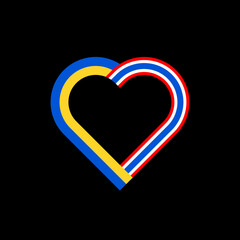 unity concept. heart ribbon icon of ukraine and thailand flags. vector illustration isolated on black background	