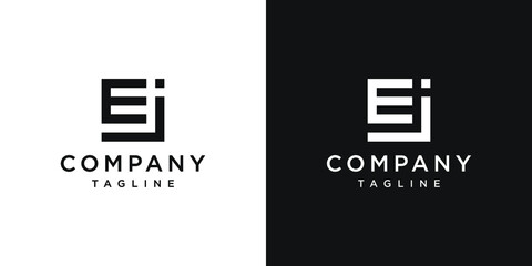 Creative Letter EJ Monogram Logo Design Icon Template White and Black Background