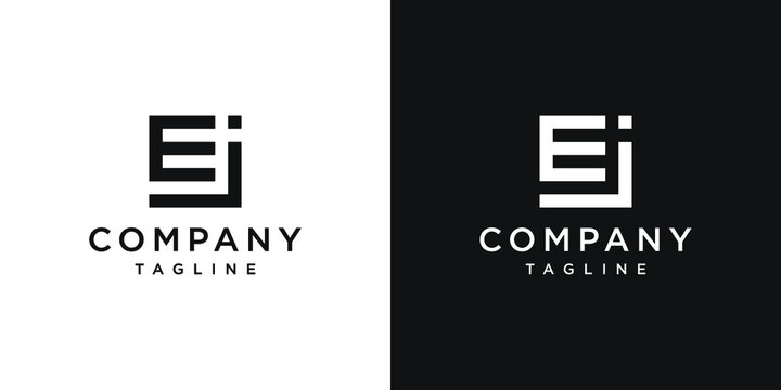 Creative Letter EJ Monogram Logo Design Icon Template White and Black Background