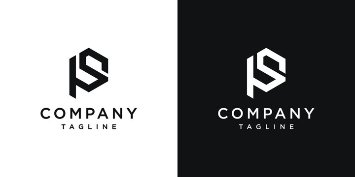 Creative Letter PS Monogram Logo Design Icon Template White and Black Background