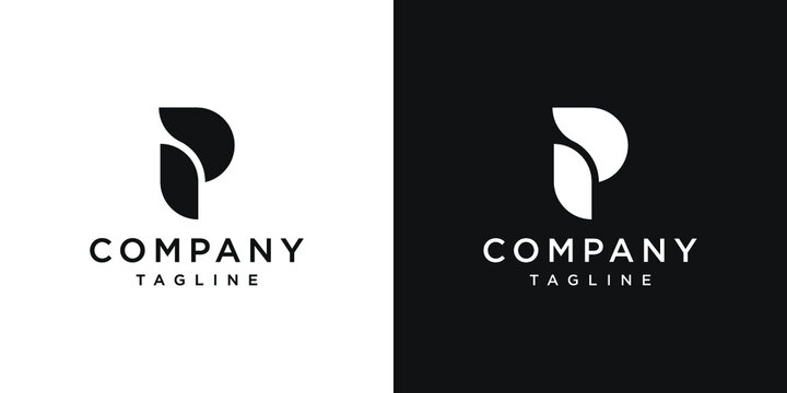 Creative Letter P Monogram Logo Design Icon Template White and Black Background