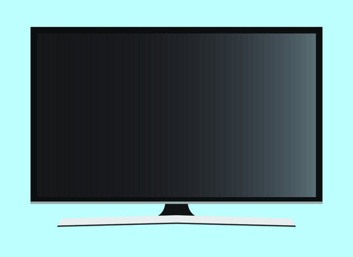 TV flat screen lcd, plasma, tv mock up. black blank HD monitor mockup. Modern video panel black flatscreen.Isolated on blue background. Widescreen show your business presentation on display device.