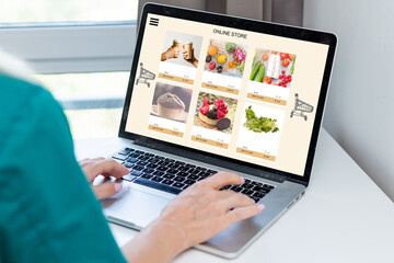 Close up woman ordering food online by internet. Concept order food