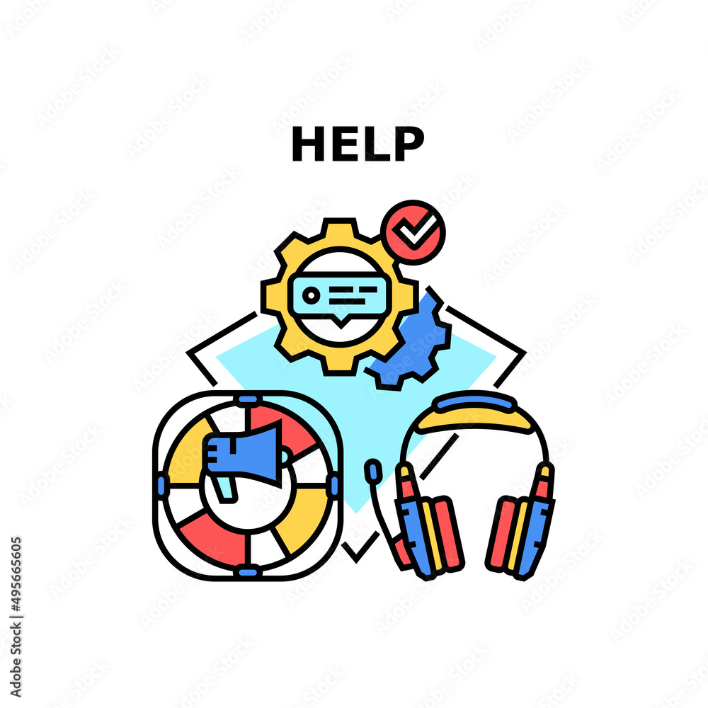 Poster help service vector icon concept. online help service for support client and advising, call center o