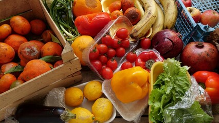Food Waste. Fruits and vegetables are wasted by suppliers, retailers, and consumers. Throwing out food that cant be sold. Discarded unsold damaged fruits and vegetables in packages