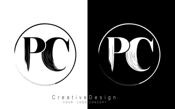 PC letter logo design template vector
