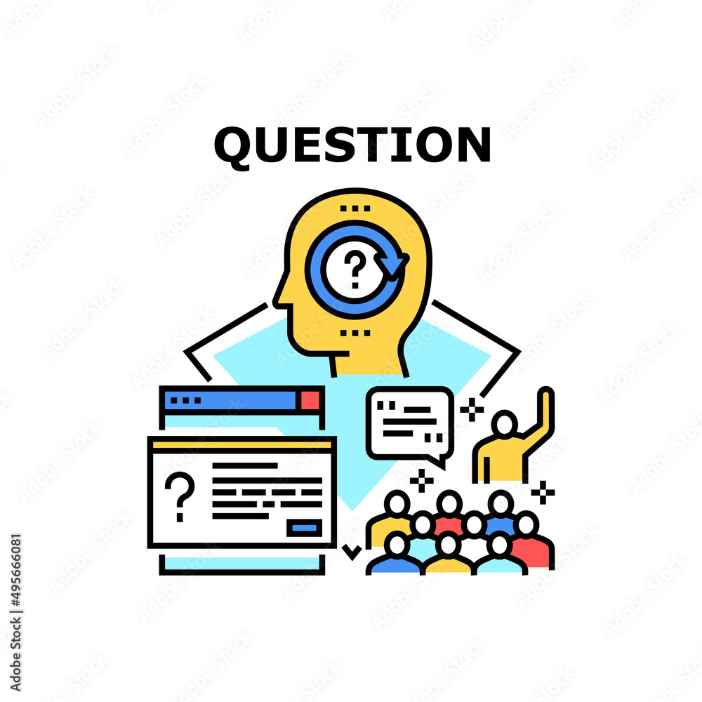 Poster question ask vector icon concept. businessman or manager question ask on conference or business meet