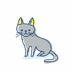 座ってこちらを見ている猫