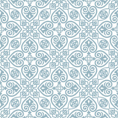 Abstract floral seamless pattern. Mosaic floral ornamental background. Muslim ornament in arab orient style with Arabic, Turkish, Indian motifs. Good for fabric, textile, wallpaper background design