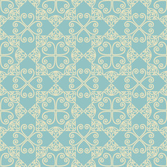 Abstract arabesque seamless pattern. Linear floral geometric line ornament. Artistic backdrop in arab asian decorative style