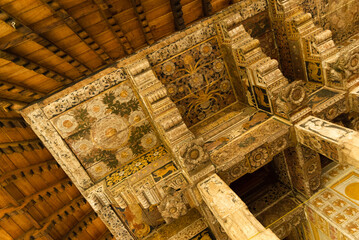 Decorated wooden roof of Dalada Maligawa, Kandy, Sri Lanka