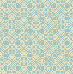 Seamless pattern with floral asian ornament. Abstract ornamental texture. Artistic diagonal flourish tile background in arab orient style