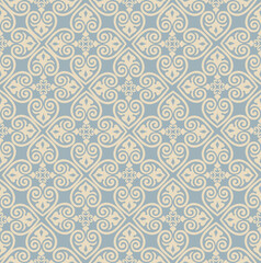 Seamless pattern with floral asian ornament. Abstract ornamental texture. Artistic diagonal flourish tile background in arab orient style