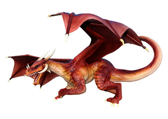 3D Rendering Fairy Tale Dragon on White