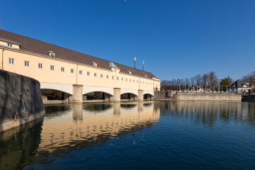 Weir on the Isar river at Munich