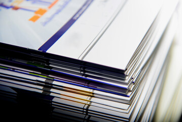 stack of magazines in library