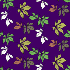 Obraz premium Vector seamless half-drop pattern, with leaves 
