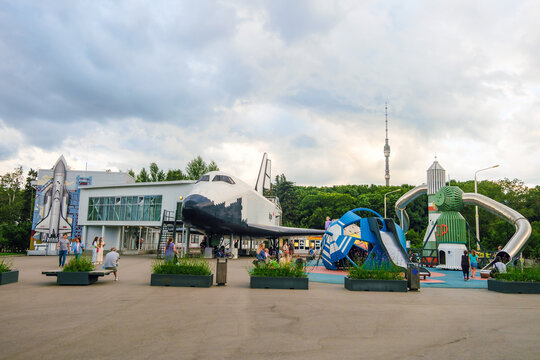 Moscow, Russia - July 21, 2021: Model Of The Soviet Spacecraft Buran On VDNH Park.