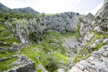 Skurda Canyon and the Kotor bay in Montenegro in summer