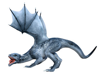 3D Rendering Fairy Tale Dragon on White