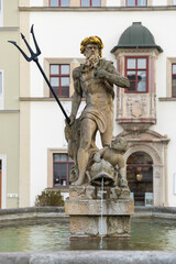 Neptune fountain on Markt square, Weimar, Germany
