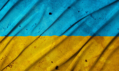 Old grunge vintage damaged flag of Ukraine