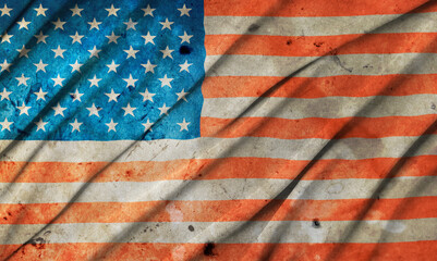 Fototapeta premium Old grunge vintage damaged American flag