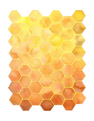 Honey background with honeycombs, Watercolor texture, Bright colors and Gradient