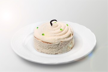 Breakfast concept. cheesecake in white plate.