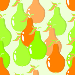 Pear fruit seamless pattern vector illustration.