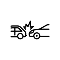 Failure to keep distance Icon. Road Traffic Accident. Auto Crash. Vector sign in simple style isolated on white background.