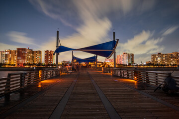 pier and city by night
