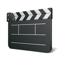 Fototapeta premium Clapperboard icon on white background vector illustration. Closed clapper board for making movie and video production depicted isolated on white background