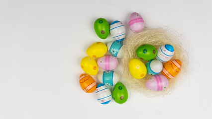 Colorful Easter eggs and a festive mood for everyone. Symbol of Easter.