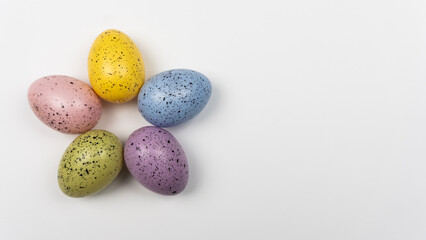 Fototapeta na wymiar Colorful Easter eggs and a festive mood for everyone. Symbol of Easter.