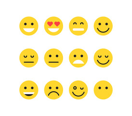 Simple expressions and yellow cartoon smile flat illustration.	
