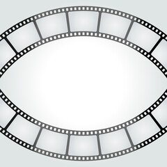 Fototapeta premium Circle from retro roll film vector illustration. Piece of blank transparent roll film for movie production and cinematography industry forming ring on white background