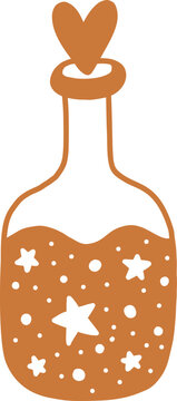 magic elixir in bottle illustration, vector object