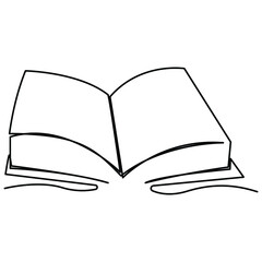 one line continuous drawing of open book thick