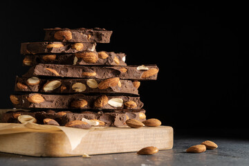 Almond dark chocolate pieces tower