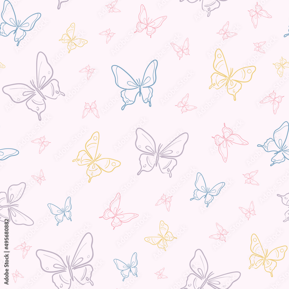 Aufkleber vector butterfly seamless repeat pattern background.