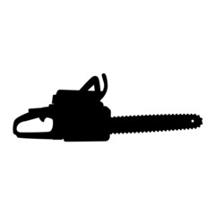 Gasoline chainsaw. Icon design. Tool for construction, repair and gardening. 