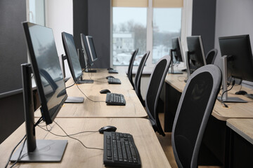 Many modern computers in open space office