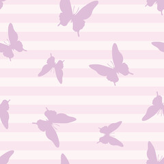 Vector butterfly stripe seamless repeat pattern background.