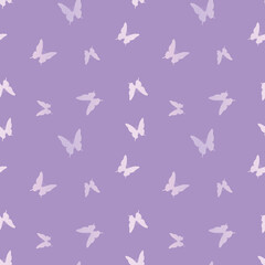 Vector butterfly seamless repeat pattern, purple background.