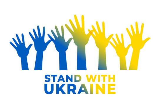 stand with ukraine poster with flag color hands