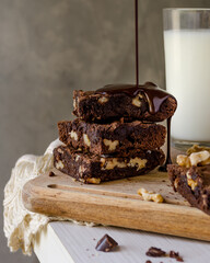 A stack of chocolate with nuts