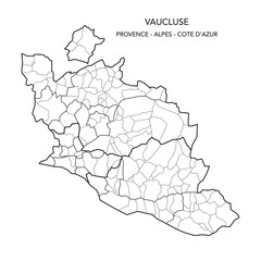 Vector Map of the Geopolitical Subdivisions of the French Department of Vaucluse Including Arrondissements, Cantons and Municipalities as of 2022 - Provence Alpes Côte d’Azur - France - obrazy, fototapety, plakaty