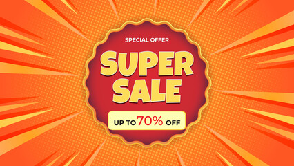 Super sale background template. special offer promo with dynamic shape background.